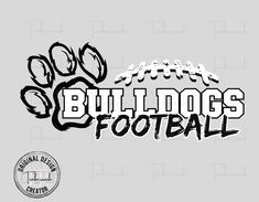 the bulldogs football logo is shown in black and white