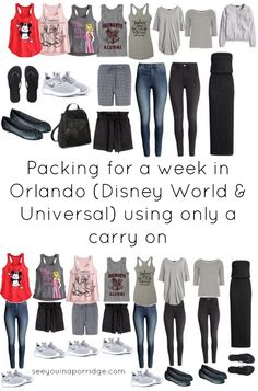 the back to school packing guide for a week in disneyland world and universal using only a carry on