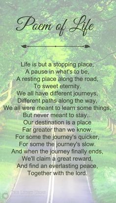 poem of life with road and trees in the background