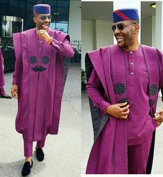 This Sexy and elegant african outfit for men is uniquely designed to make you stand different among others in all occasion. It comes in 3 pieces: a shirt, a pant, and the boubou with a well detailed embroidery. This is a new agbada style with a front single weaved button, opens like a shirt it Latest Agbada Designs For Men, Agbada Style For Men, Latest Agbada Styles Men, Men Agbada Styles, Agbada Styles Men, Agbada Designs For Men, Agbada For Men, Mens Kaftan, Agbada Outfit