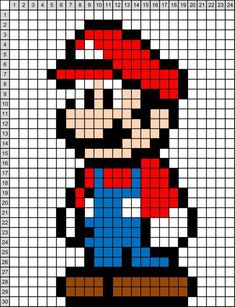 an image of a pixellated mario bros character