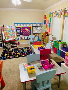 a classroom filled with lots of colorful toys