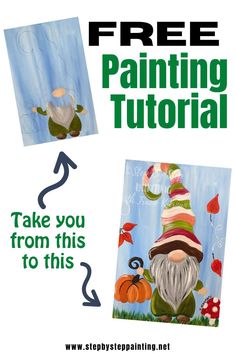 the step by step guide to painting an gnome with acrylic paint on it