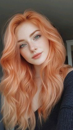 Witch Hairstyles, Copper Peach Hair, Peach Hair Colors, Witch Hair, Peach Hair, Copper Hair Color, Strawberry Blonde Hair, Hair Color And Cut