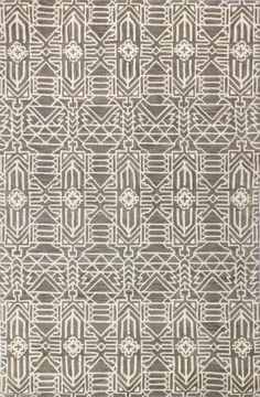 a gray and white rug with an intricate design