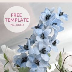 blue and white flowers with the text free template included