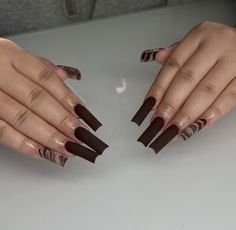 Burgundy Acrylic Nails, Brown Acrylic Nails, Latest Nail Designs, Glitter Nails Acrylic, Tapered Square Nails, Long Acrylic Nail Designs, Tapered Square