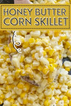 Honey butter corn made in a skillet pan with frozen corn, honey, butter, and seasonings. Honey Butter Corn, Frozen Corn Recipes, Corn Skillet, Honey Butter Skillet Corn, Canned Corn Recipes, Bacon Wrapped Stuffed Chicken, Corn Recipes Side Dishes, Butter Corn, Skillet Corn