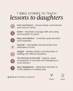 the 7 bible stories to teach lessons to daughters