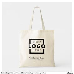 Custom Corporate Logo Branded Promotional Tote Bag | Zazzle Eco-friendly White Shoulder Bag, Eco-friendly Customizable Tote Shoulder Bag, Eco-friendly Tote Bag For Personal Use, Eco-friendly Customizable Canvas Bag, Eco-friendly Rectangular Canvas Bag For Personal Use, Eco-friendly Rectangular Canvas Bag, Branded Tote Shopping Bag, Daily Use Tote Bag With Branding, Shopping Tote Bag With Branding