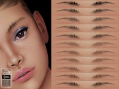 the front and back side of an image of eyelashes with different types of lashes on it