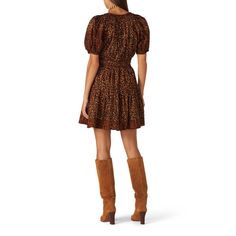 Brown. Leopard Print (100% Cotton). Hourglass. Short sleeves. V-neckline. Center back zipper closure. 35" from shoulder to hemline. Imported. Fall Mini Dress With Back Zipper And V-neck, Fit And Flare V-neck Dress With Back Zipper, Lined V-neck Mini Dress For Work, V-neck Fit And Flare Dress With Back Zipper, Lined V-neck Fit And Flare Mini Dress, Fit And Flare Mini Dress With V-neck, Chic Fall V-neck Mini Dress, Fall Fit And Flare Mini Dress With V-neck, V-neck Midi Dress With Back Zipper For Date Night