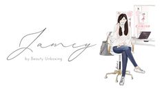 a woman sitting at a desk with a laptop computer on her lap and the words jenny written across it