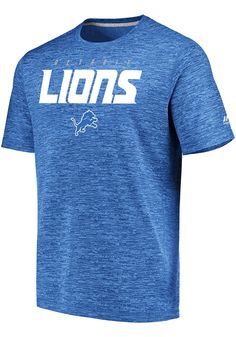 Majestic Detroit Lions Blue Ultra-Streak Short Sleeve T Shirt - 17255514 Blue Sports Shirt With Graphic Print, Blue Graphic Print Sports Shirt, Blue Crew Neck T-shirt For Sports Season, Blue Team Spirit Jersey T-shirt, Blue Team Spirit T-shirt With Sublimation Print, Blue Sublimation Print Team Spirit T-shirt, Blue T-shirt With Sublimation Print For Team Spirit, Blue Team Spirit T-shirt For Sports Season, Blue T-shirt For Sports Season With Team Spirit