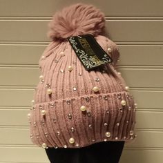 Nwt- Dusty Rose. Bling & Pearl Winter Knitted Hat With Soft Matching Faux Fur Pompom.. Soft Fleece Lined. Chenille Look With A Soft Feel...Style# Tj-35. Pearls & Rhinestones. Glamorous Combo For A Winter Hat. Made For Xoxo, Carly. Perfect For Your Ski Lodge Chic Look. #Safe 7.5" Wide 9.75" Tall 100% Acrylic Wear With Love Xoxo, Carly Bundle & Save $$$ Sparkly Carly's Boutique Trendy One Size Winter Bonnet, Pink Winter Party Hats, Pink Acrylic Hats For Winter, Pink Winter Beanie One Size, Pink Acrylic Winter Hats, Trendy Pink Acrylic Hats, Fitted Pink Beanie For Winter, Pink Fitted Winter Hat, Trendy Pink Winter Hat