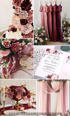 wedding color palettes with pink and burgundy flowers