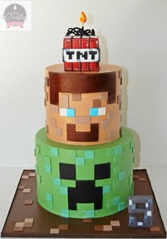 a cake made to look like an old school video game character