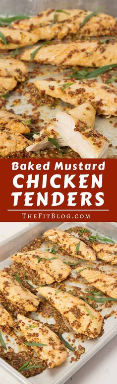 baked mustard chicken tenders on a baking sheet