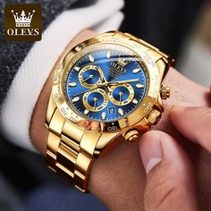 OLEVS Men's Luxury Fine Fashion Premium Top Quality Triple Dial Multif – Divine Inspiration Styles Mechanical Watch Men, Gold Watch Men, Waterproof Watch, Mens Luxury, Men's Watches, Stainless Steel Band, Stainless Steel Watch, Mechanical Watch, Push Button