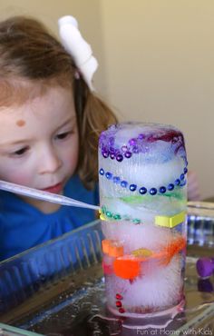 Rainbow Ice Tower Excavation from Fun at Home with Kids Freetime Activities, Free Activities For Kids, Screen Free Activities, Sensory Table, Preschool Science, Toddler Fun, Motor Activities, Free Activities, Free Fun