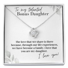 To My Talented Bonus Daughter I Love You Love Knot - Etsy To My Future Wife, Daughter In Law Gifts, Remembrance Gifts, Mom Necklace, Friends Mom