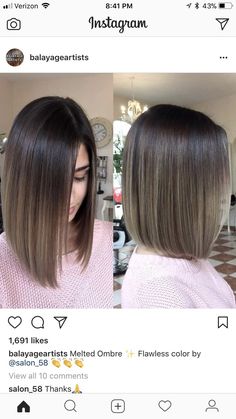 Hair Color Flamboyage, Ideas Haircut, Straight Bob Hairstyles, Haircut Straight, Straight Bob, Hair Color And Cut, Hair Color Balayage, Hair Dos, Ombre Hair