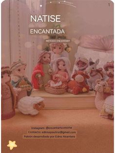 an ad for natise encantada with dolls and toys in the background