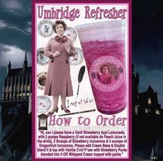 an advertisement for a pink drink in front of a castle at night with the caption how to order