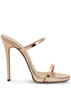 rose gold-tone patent leather branded insole thin straps round toe high stiletto heel slip-on style Gold Stiletto Heels, Giuseppe Zanotti Heels, Shoes Heels Classy, Black Strappy Sandals, Giuseppe Zanotti Shoes, Italian Shoes, Van Cleef Arpels, Fashion High Heels, Dress Code