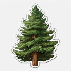 a pine tree sticker on a white background