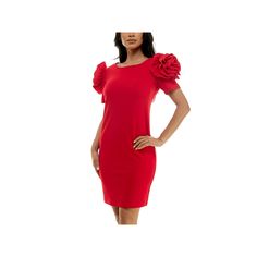 This stunningly gorgeous Women's Nina Leonard Shoulder Flower Ruffle Mini Sheath Dress is the perfect pick when you want to step into elegance.Click on this WOMEN'S GUIDE to find the perfect fit and more! This stunningly gorgeous Women's Nina Leonard Shoulder Flower Ruffle Mini Sheath Dress is the perfect pick when you want to step into elegance.Click on this WOMEN'S GUIDE to find the perfect fit and more! FEATURES Scoopneck Short sleeves Decorated floral ruffle at shoulder Zipper back closure U Elegant Red Floral Print Mini Dress, Elegant Red Mini Dress With Floral Print, Mini Sheath Dress, Floral Ruffle, Clothing Size Chart, Womens Clothing Sizes, Dress Clothes For Women, Sheath Dress, Fabric Care