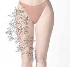 Big Flower Tattoos Thigh, Flower Tattoos Thigh, Big Flower Tattoos, Tattoos Thigh, Tattoo Pierna, Thigh Sleeve, Full Leg Tattoos, Mother Tattoos, Elegant Tattoos