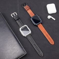 PU Leather Strap Case For Apple Watch Ultra 2 Band Screen Protector Wristband Silver Apple, Apple Watch Ultra, Black Apple, Watch Ultra, Color Bands, Brown Silver, Screen Protector, Accessories Watches, Watch Bands