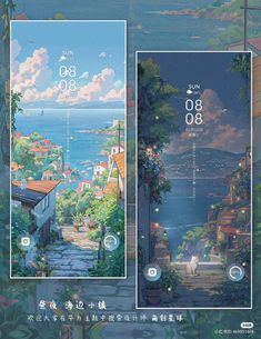 an advertisement for the upcoming smartphone phone, with two screens showing different scenes and numbers