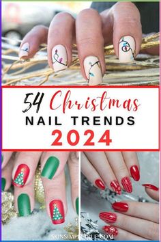 Green And Red Nails, Red Nails With Glitter, Short Christmas Nail Ideas, Nails Snowflakes, Christmas Nail Designs Easy, Nail Base, Red Nails Glitter, Snowflake Nail Art, Red Christmas Nails