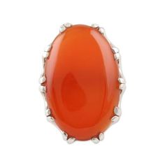 The warm glow of carnelian distinguishes this simple but elegant cocktail ring from Alok Jain in India. Artisans craft the ring from sterling silver with a polished finish. Oval Carnelian Orange Ring, Oval Orange Carnelian Rings, Orange Sterling Silver Ring With Polished Finish, Sterling Silver Orange Ring With Polished Finish, Orange Oval Carnelian Rings, Polished Carnelian Ring, Polished Carnelian Orange Jewelry, Orange Polished Carnelian Jewelry, Elegant Orange Carnelian Rings