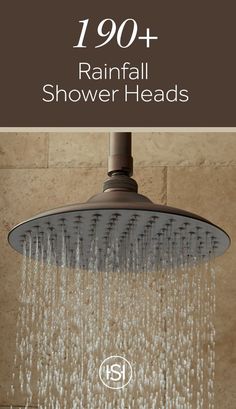 shower head with rain coming from it and the words rainfall shower heads on top of it