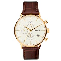 Buy Lucleon - Ternion | Gold-Tone Dual-Time Watch With White Dial & Rust Leather Strap for only $139. Shop at Trendhim and get 365 day free returns. We take pride in providing an excellent experience. Watch Gift Box, Boys Watches, Watch Gift, Dress Watch, Watch Gifts, Beautiful Watches, White Dial, Signet Ring, Quick Release