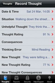 Cognitive Behavioral Therapy app Thought Diary, Cbt Therapy, Cognitive Therapy, Cognitive Behavior, Therapeutic Activities, Therapy Counseling