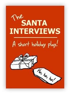 the santa interviews book cover with an open gift box and handwritten text on it