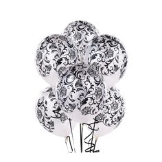 Black and White Damask 11 inch balloons - badassballoonco White Balloon Bouquet, Damask Decor, Paris Birthday Parties, Qualatex Balloons, Dance Decorations, Wedding Balloon Decorations, Floral Balloons, Damask Wedding, Silver Balloon