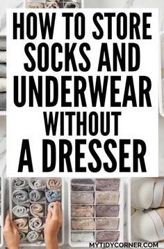 Looking for tips on how to organize socks and underwear without a dresser? Here are creative storage options you may find helpful. #smallclosetorganizationideas Dresser Storage Ideas, Organize Socks, Moving Into An Apartment, Undergarment Organization, Dresser Top Organization Ideas, Panty Organization, Lingerie Organization, Lingerie Storage, Sock Drawer Organization