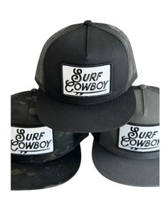 Surf Cowboy Our Coastal Country truckers are on point! This trucker is part of our latest country meets coast collection. Perfect for your next party day on the sand. The best hat by FlexFit. Their Classics trucker blank(6006) with a merrow edge embroidered patch. High profile but the best fit. My husbands favorite bla Beach Trucker Hat With Flat Brim, Trucker Hat With Flat Bill For Beach, Beach Flat Bill Trucker Hat, Trucker Style Flat Bill Snapback Hat For Rodeo, Trucker Baseball Cap With Flat Bill For Beach, Trucker Style Baseball Cap With Flat Bill For Beach, Western Style Trucker Hat With Curved Brim For Beach, Trucker Hat With Curved Bill For Rodeo, Summer Trucker Hat With Logo Patch