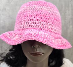 For my fellow pink loversthis beautiful bucket hat is just for you! This pink beauty is just what you need for those hot summer days on the beach This bucket hat is handmade of 100% cotton yarn.  Perfect for those that like me love pink NOTE: Custom orders available as well, feel free to message me prior to ordering for customizations. Size shown in pics is M-L 18-22" (in) Available in various sizes. Washing instructions: Hand wash, lay flat to dry. See more gorgeous knitwear https://www.etsy.com/shop/ChristalDreamz?ref=seller-platform-mcnav&section_id=19796870 Crocheted Bucket Hat, Pink Bucket Hat, Bucket Hat Summer, Boho Hat, Crochet Bucket Hat, Hat Summer, Bubblegum Pink, Hand Crochet, Hot Summer