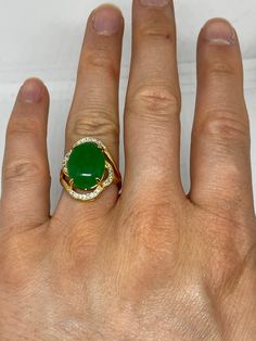 Vintage Lucky Green Nephrite Jade ring Large green nephrite jade Ornate gold finished White bronze Vintage ring, does not tarnish, NOT sterling Size 6, 6.5 or 8.5 My jeweler can custom re size for a $10-$20 fee All rings are shipped free in the US in a nice gift box. Check out our over a THOUSAND great reviews Engraving is $4 per letter and is not always perfect depending on the piece. It can take a few days if the jeweler is busy. This is payable to Paypal Judithsltd@gmail.com Lucky Green, Ringe Gold, Golden Ring, Nephrite Jade, Vintage Rainbow, Jade Ring, Vintage Ring, Gold Style, Rings Statement