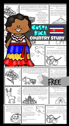 the costa rica country study is shown with pictures and instructions to help students learn how to draw