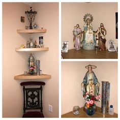 Altar Design Home Catholic, Altar Design Home, Corner Altar, House Altar, Home Altar Catholic, Family Altar, Altar Ideas, Prayer Garden, Catholic Altar