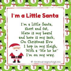 Santa Songs For Preschool, Toddler Christmas Songs Easy, Easy Christmas Songs For Preschoolers, Toddler Christmas Songs, Christmas Program For Preschoolers, Preschool Christmas Songs For Program, Christmas Songs Preschool, Christmas Rhymes For Kids, Christmas Poems For Preschoolers