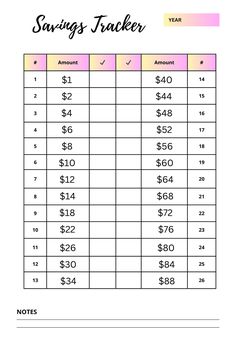 a printable savings tracker for students