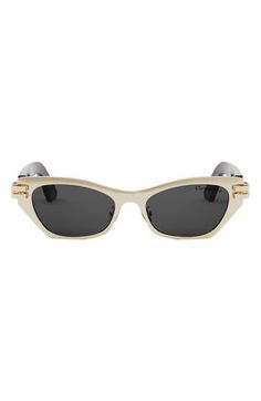 Straight from the runway, these ultrachic sunnies are emboldened by butterfly frames, goldtone CD hinges and signature branding at the temples. 53mm lens width; 18mm bridge width; 135mm temple length 100% UV protection Adjustable nonslip nose pads Metal/acetate Made in Italy Gold Mirrored Lenses Sunglasses For Party, Gold Mirrored Sunglasses For Party, Elegant Gold Shield Sunglasses With Gradient Lenses, Elegant Gold Shield Sunglasses With Uv Protection, Gold Tinted Shield Sunglasses For Formal Occasions, Formal Gold Shield Sunglasses With Tinted Lenses, Elegant Gold Cat Eye Sunglasses For Evening, Formal Gold Tinted Shield Sunglasses, Modern Gold Shield Sunglasses With Tinted Lenses